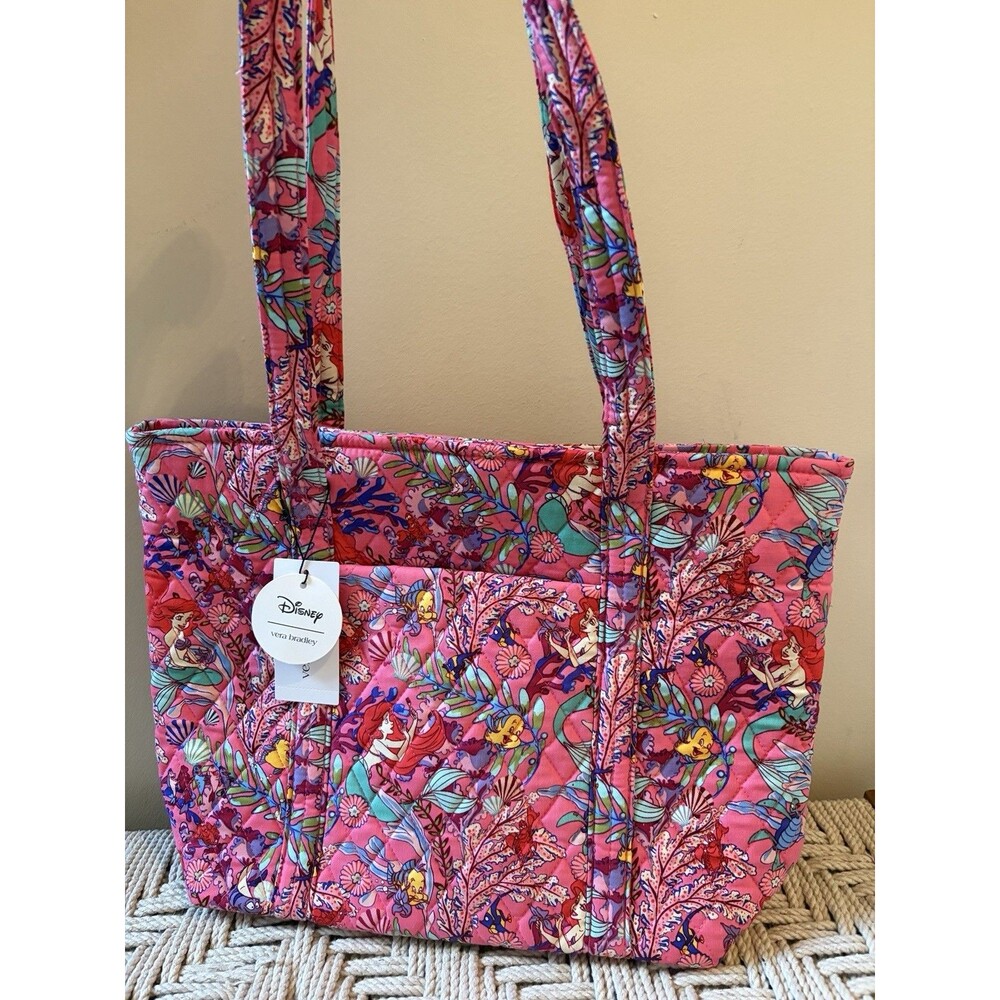 Vera Bradley Disney NWT Small Vera Tote Bag ARIEL’S PINK LAGOON Little Mermaid